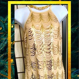 Like New Pretty Gold Sequence Party Dress